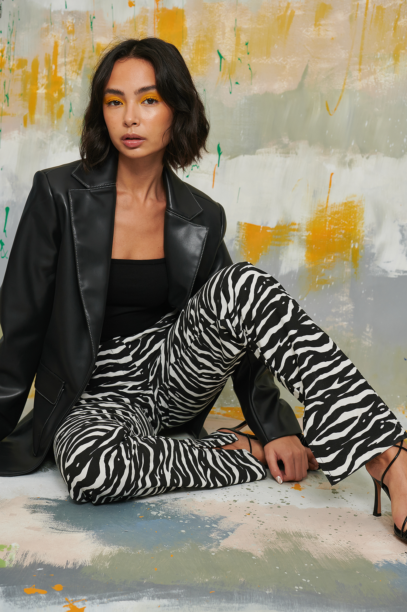 Zebra Recycled Side Slit Printed Suit Pants