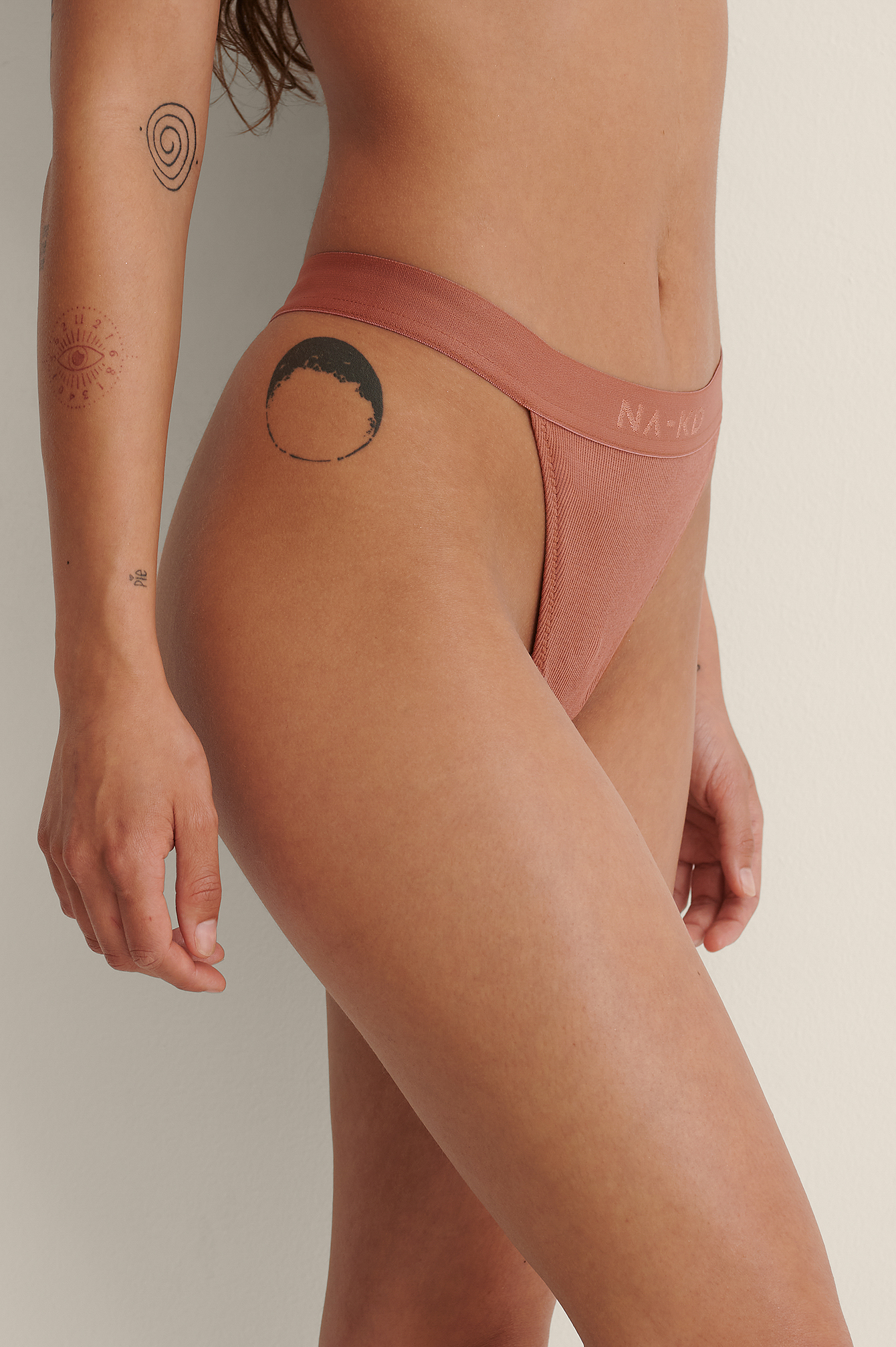 Terracotta Ribbed Cotton Thong