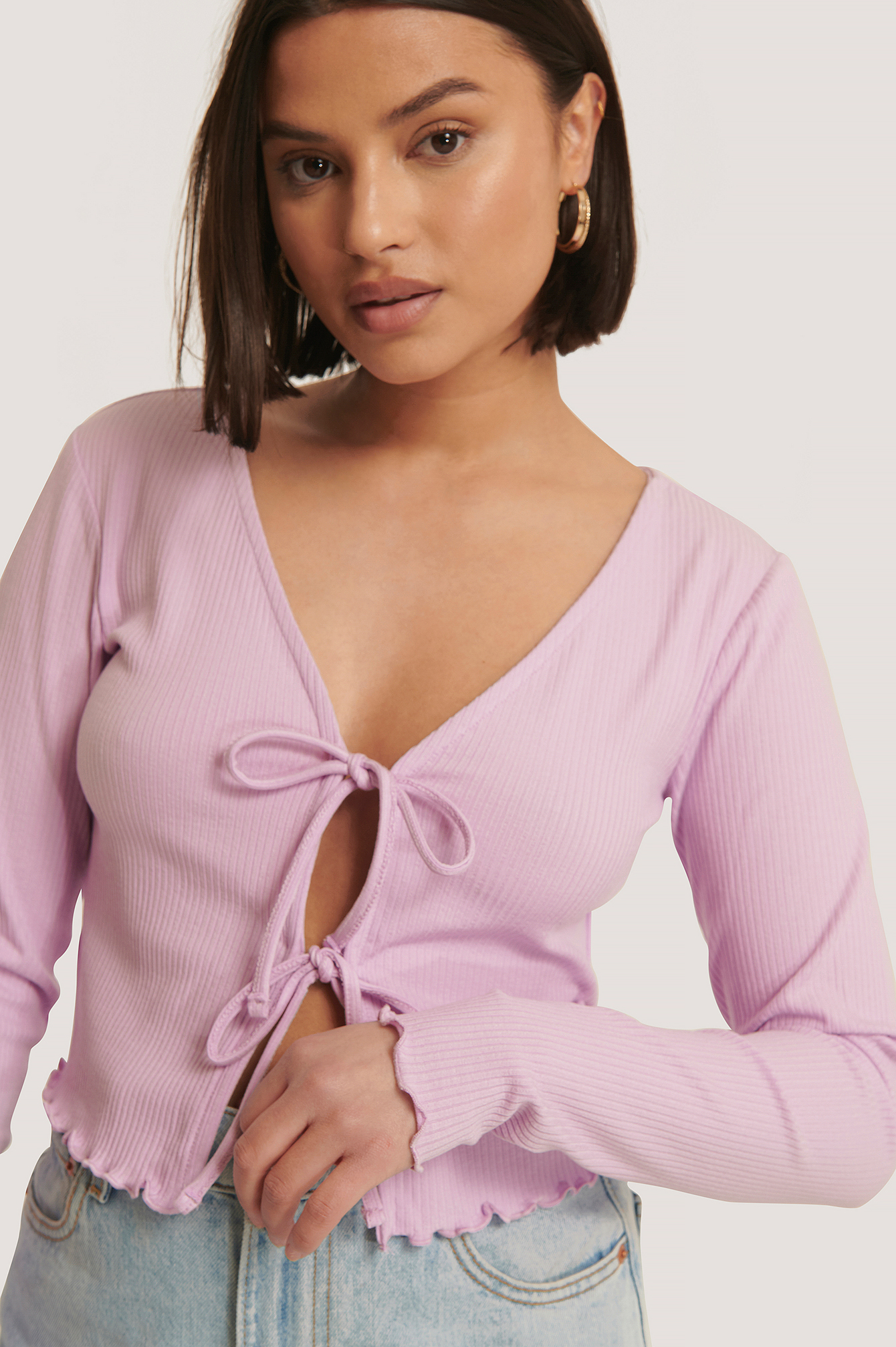 Lilac Ribbed Knot Top