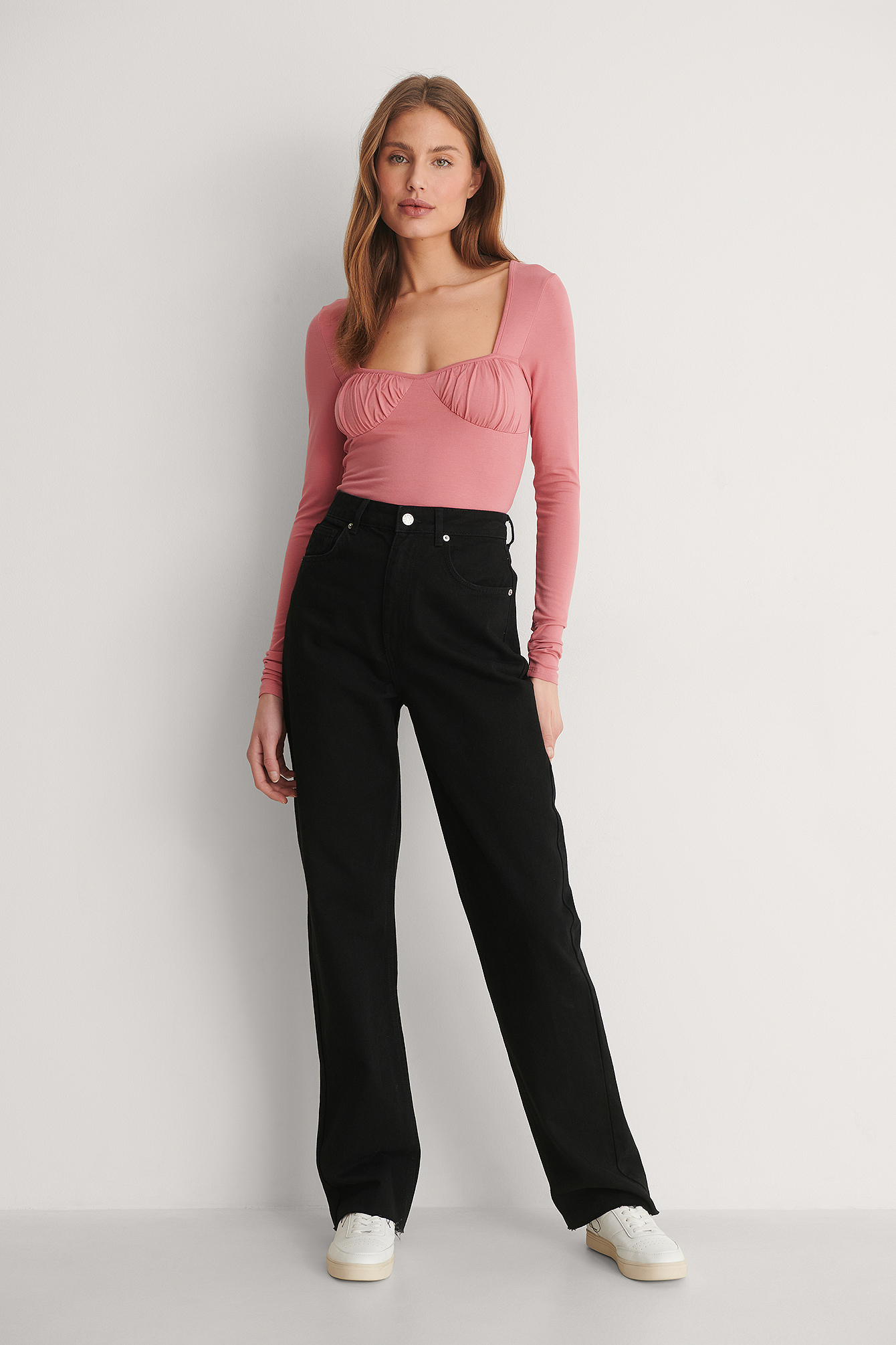 Dusty Dark Pink Rouched Cup Detail Top