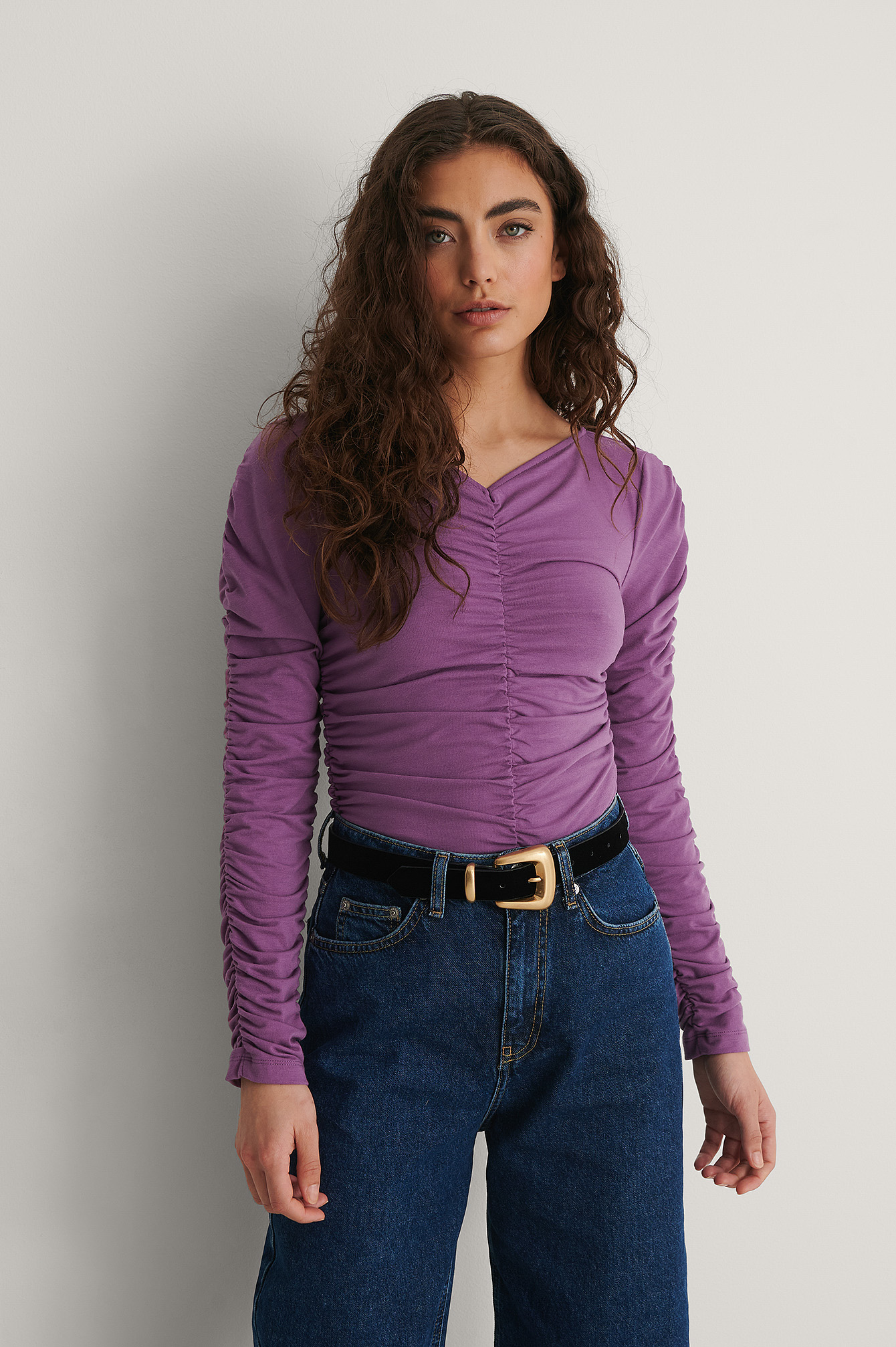 Purple Rouched Detail Top