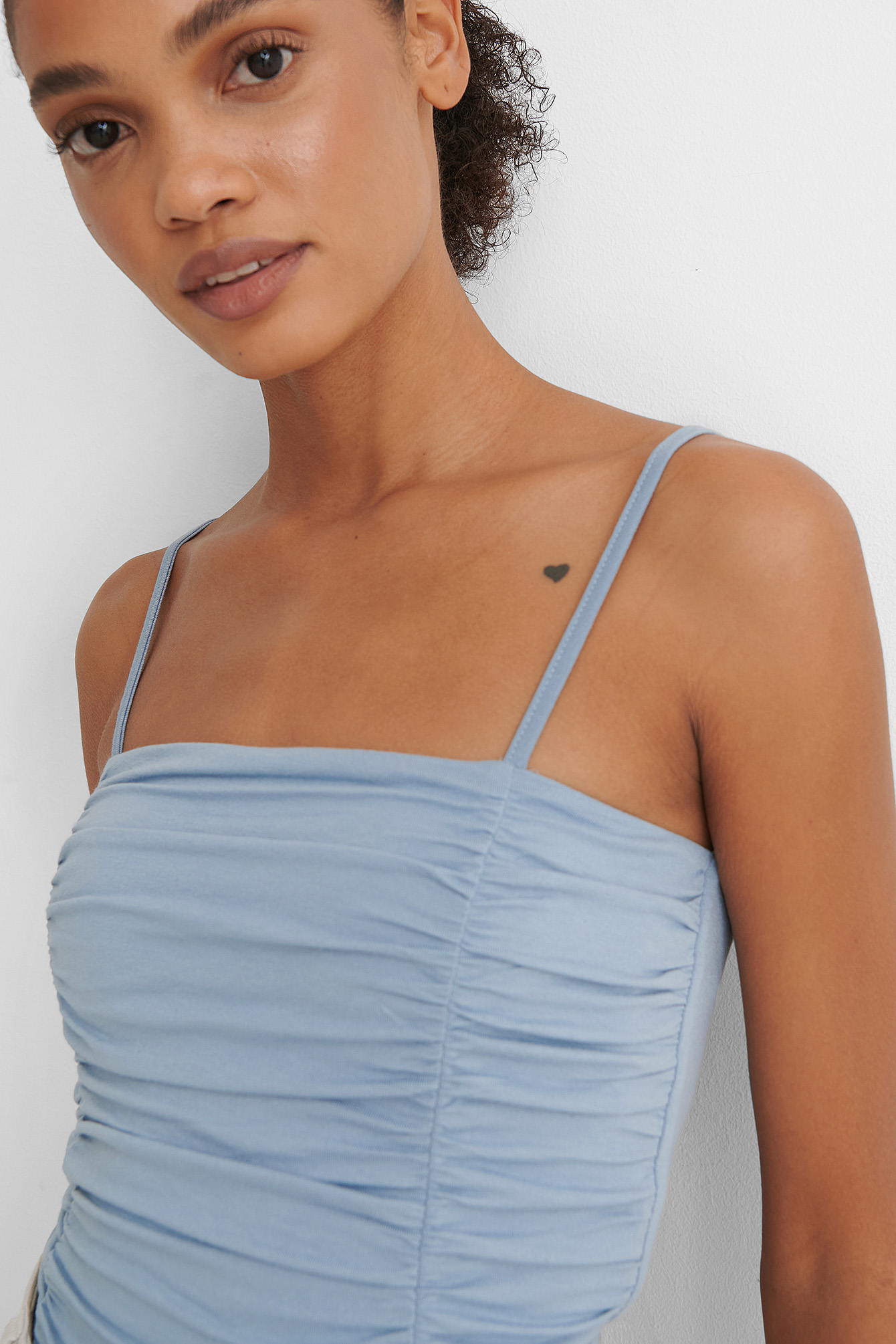 Dusty Blue Rouched Cropped Singlet