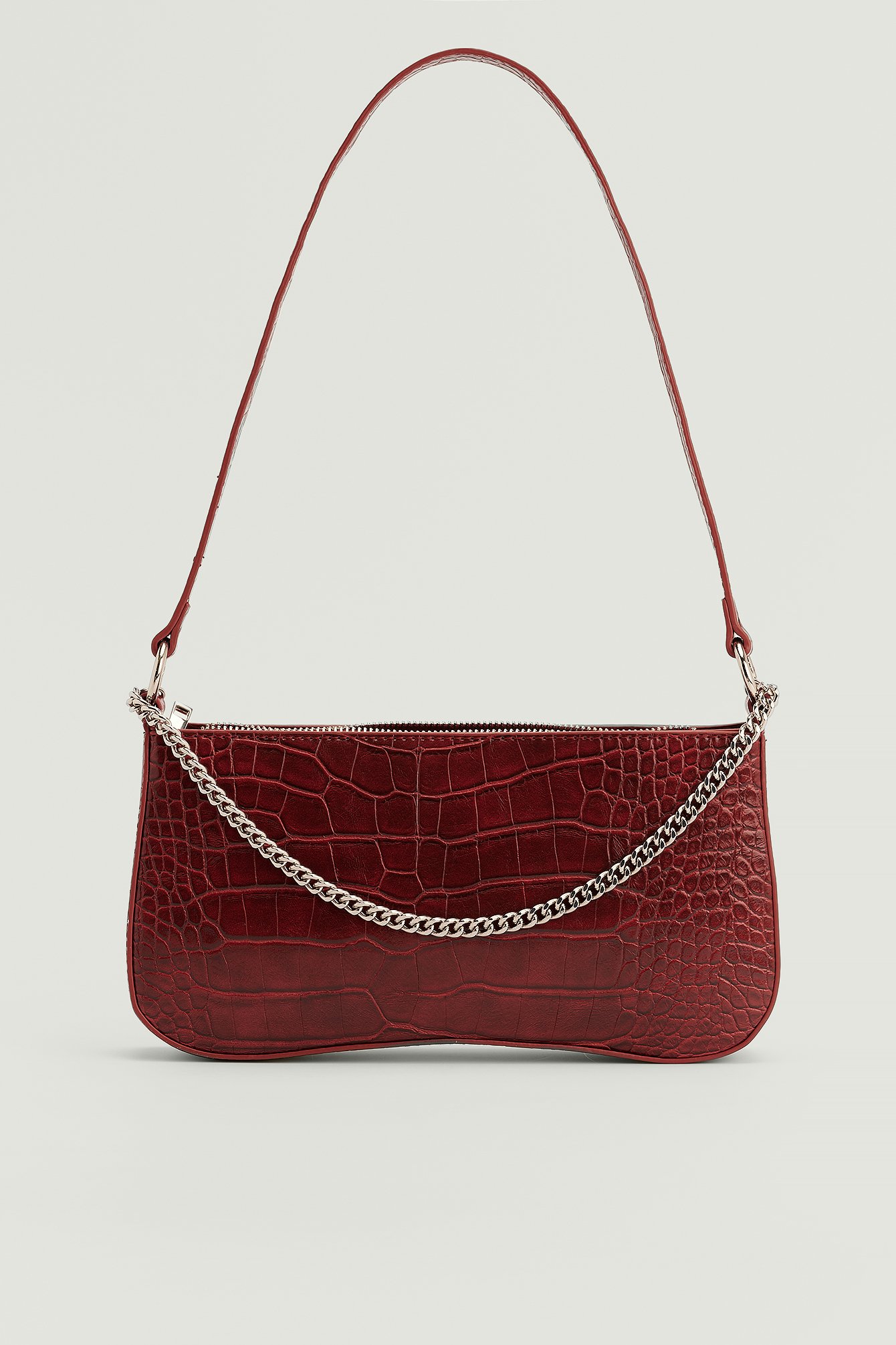 Dusty Red Rounded Bottom Baguette Bag