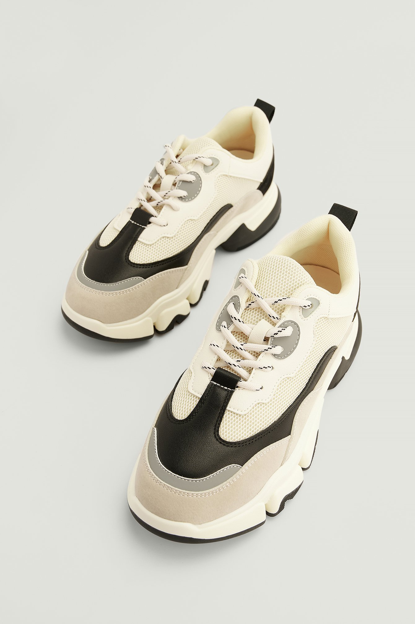 Creme/Black Rounded Sole Chunky Trainers