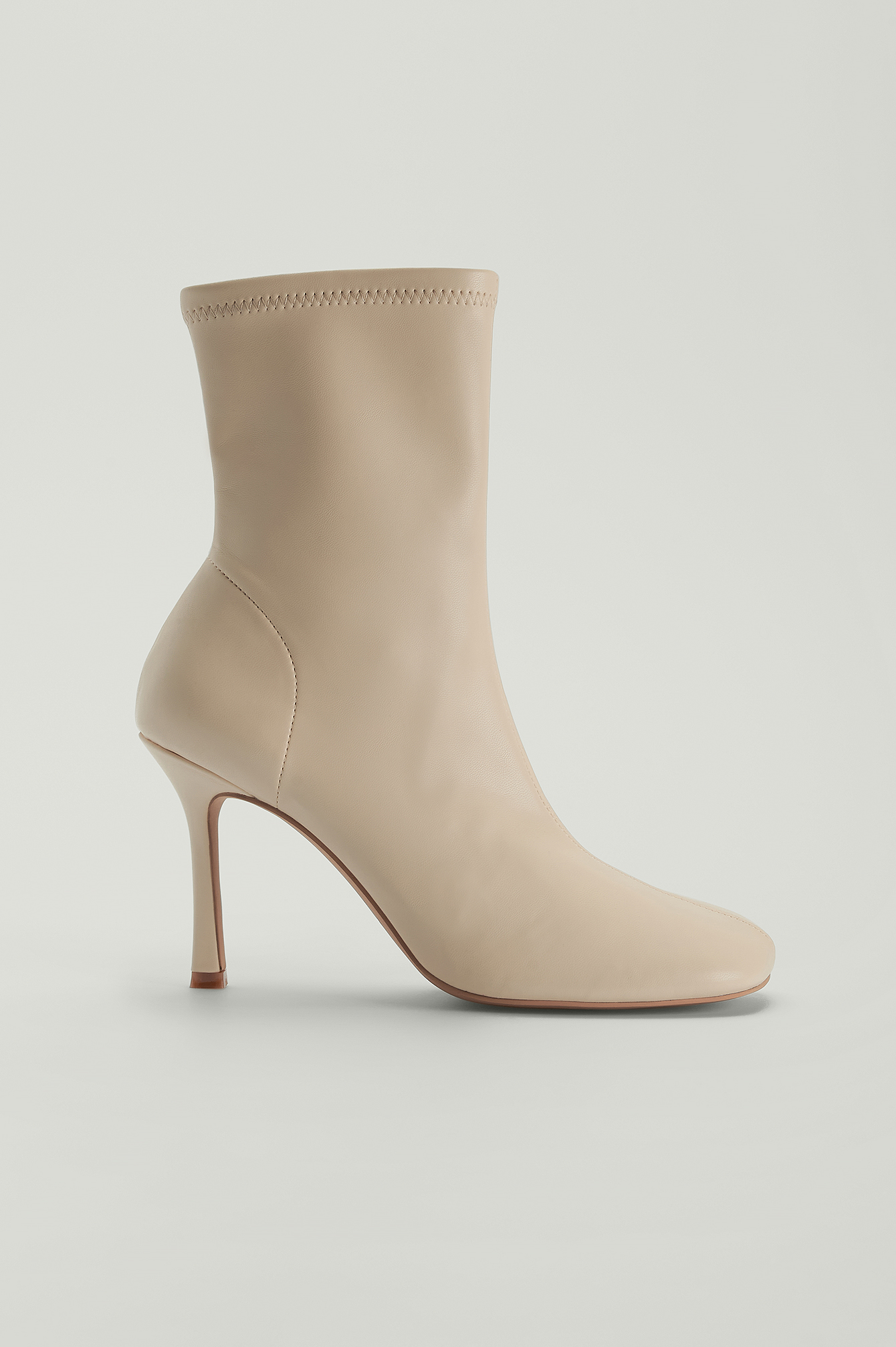 Cream Recycled Rounded Toe Ankle Boots