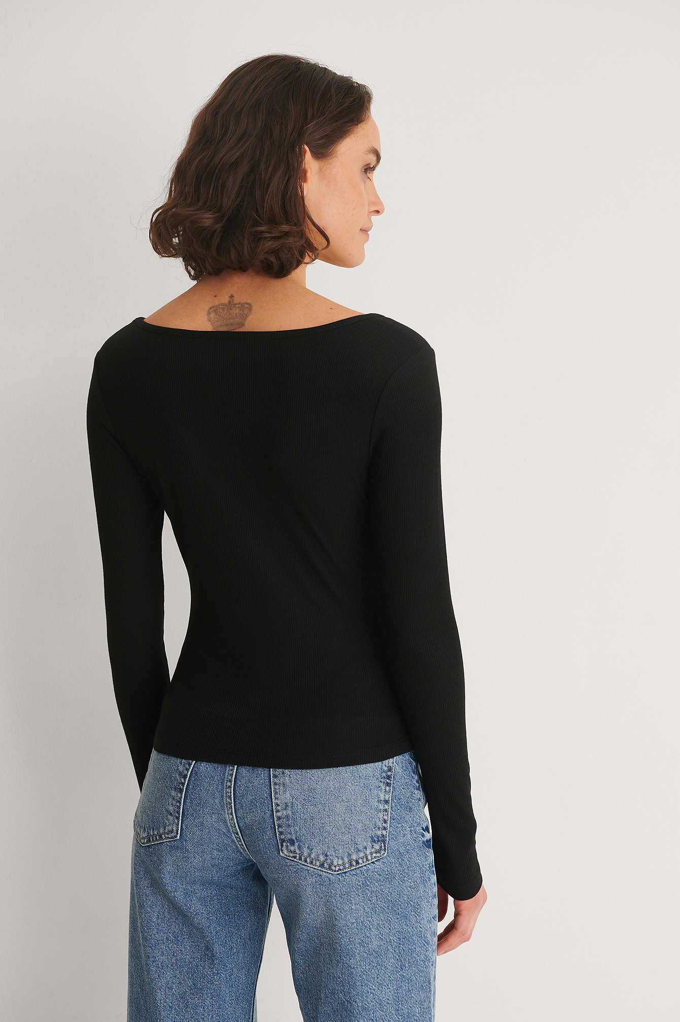 Black Recycled Ruched Rib Top