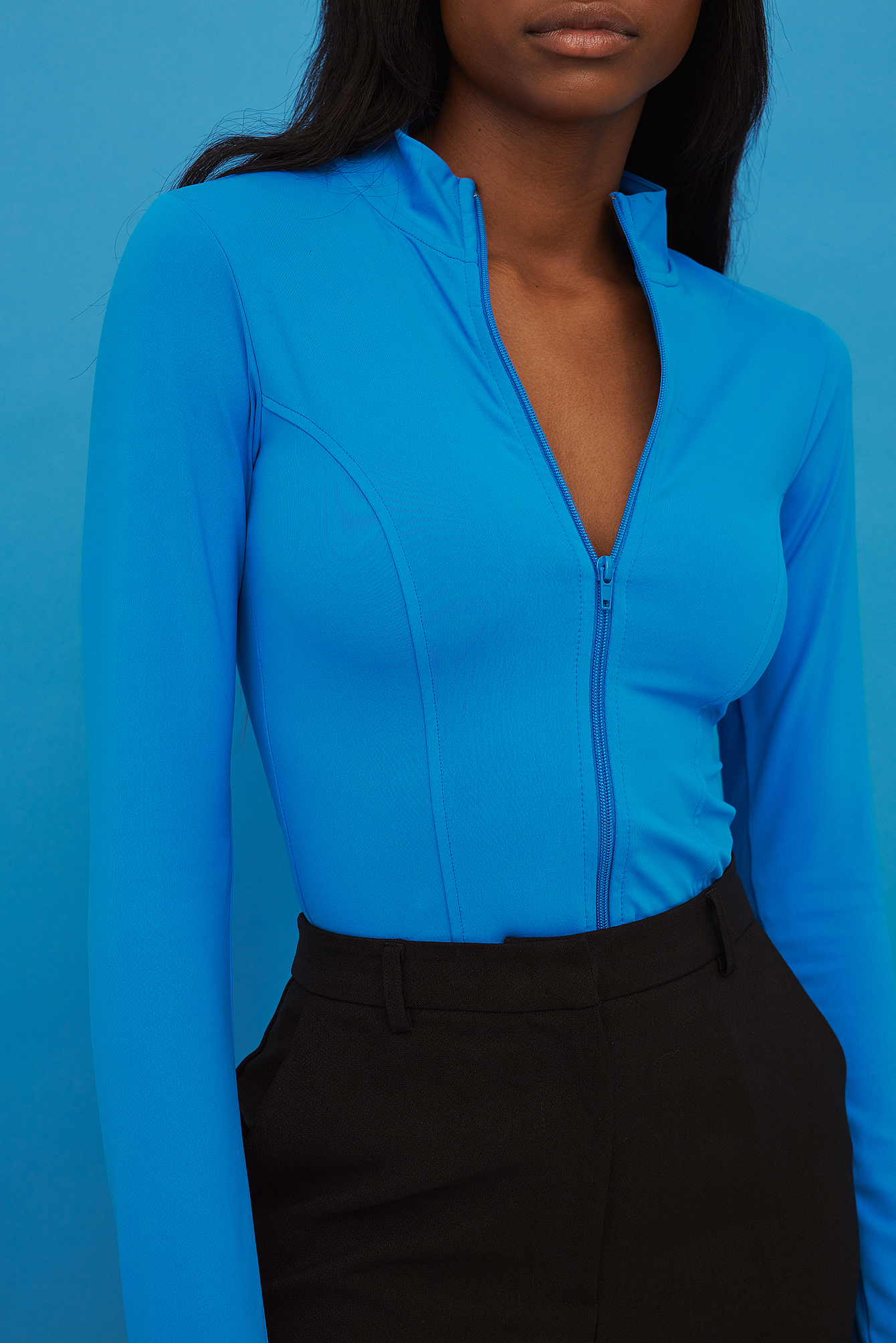 French Blue Seam Detail Top
