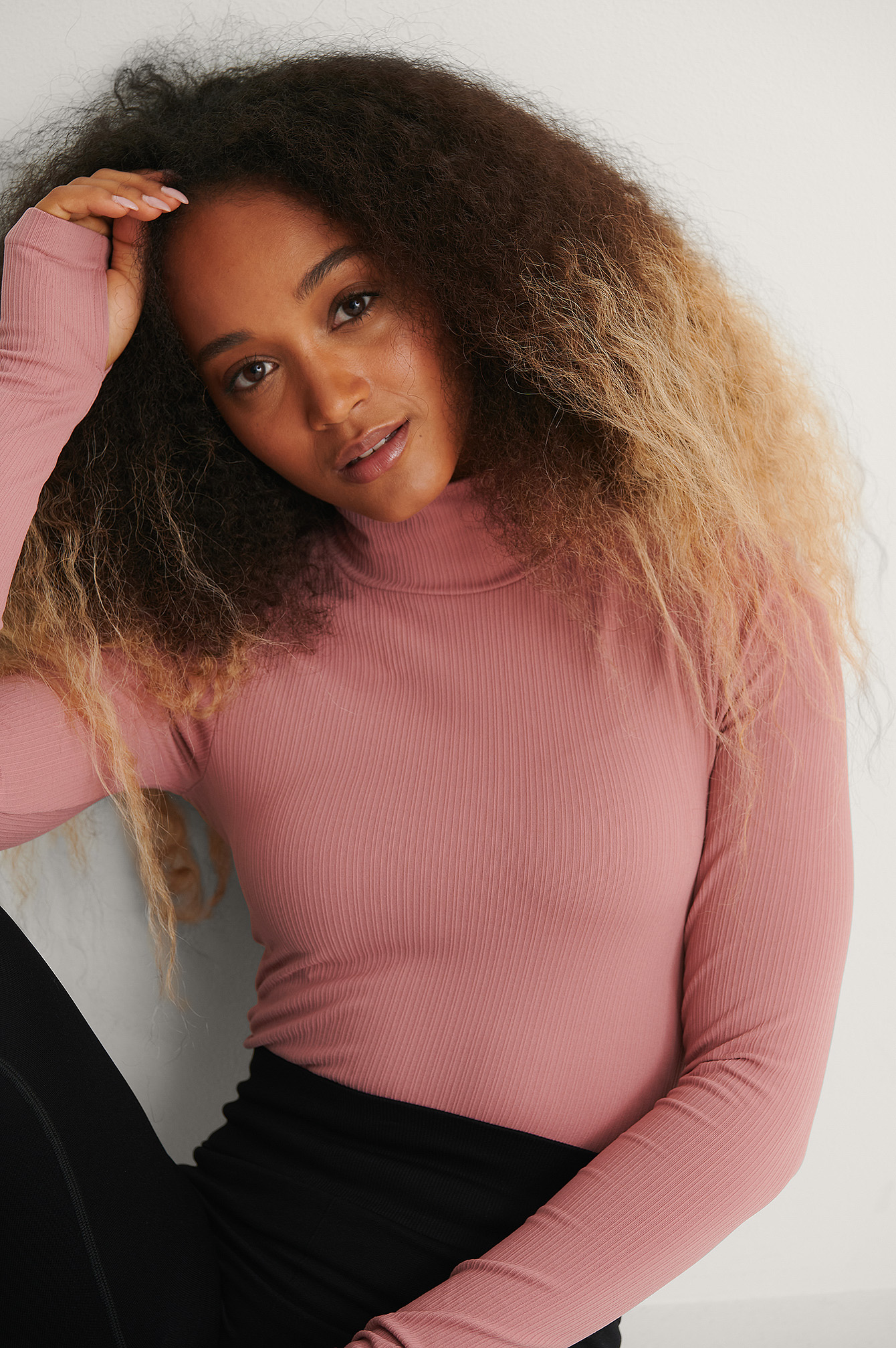 Pink Recycled Seamless High Neck Top