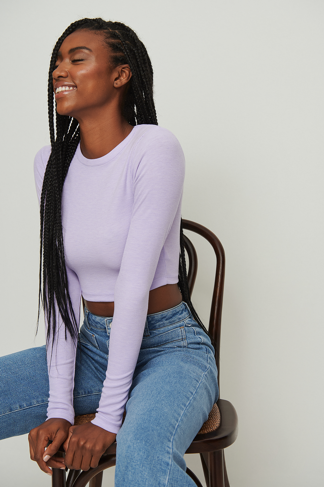 Lilac Recycled Cropped Long Sleeved Top