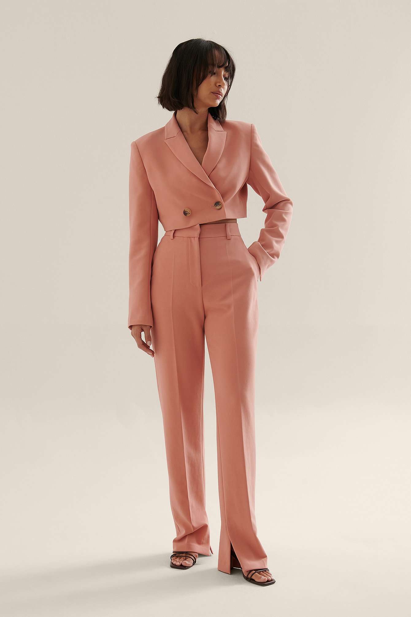 Dusty Coral Side Slit Trousers