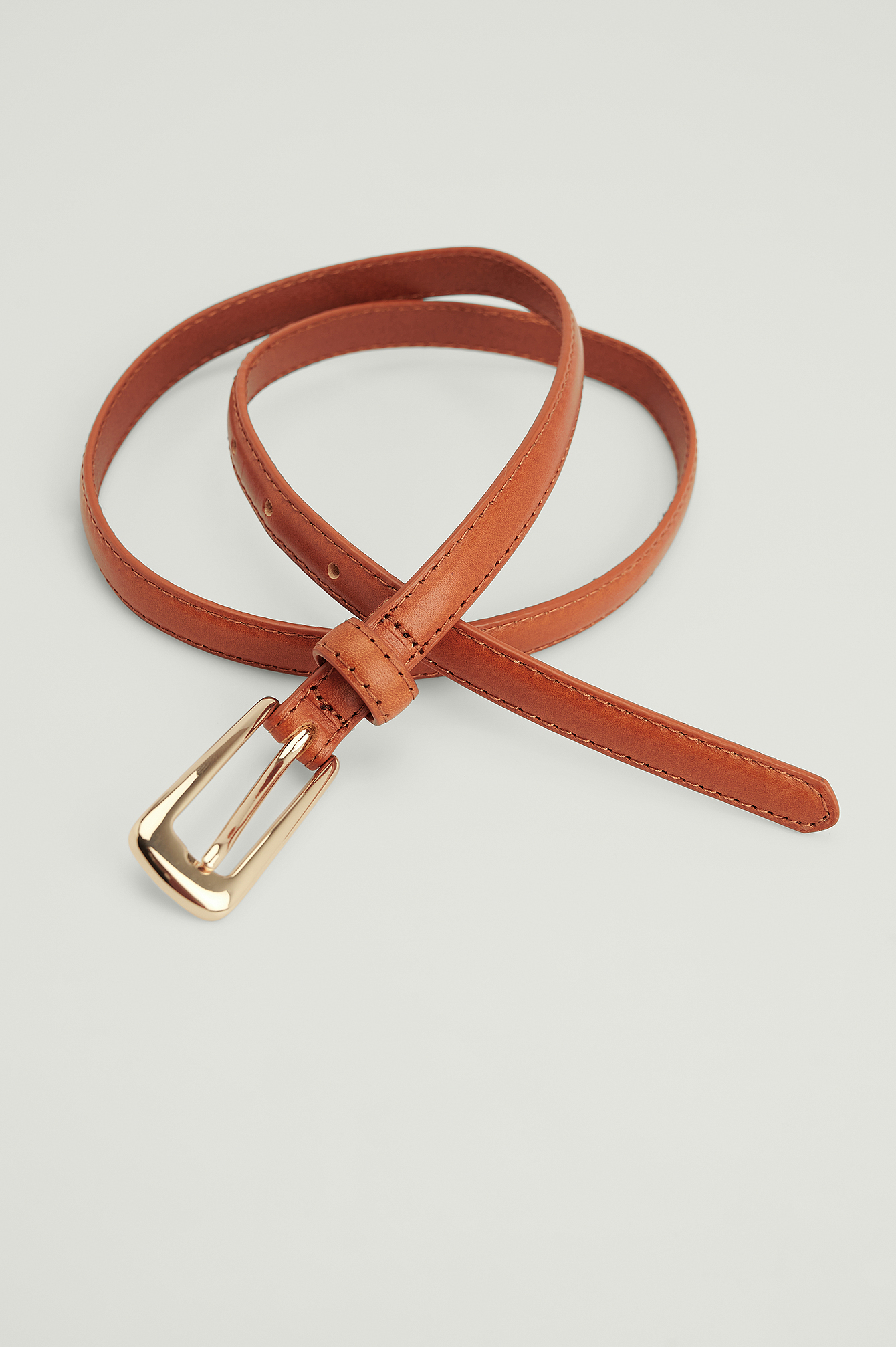 Rust Slim Rectangular Leather Belt