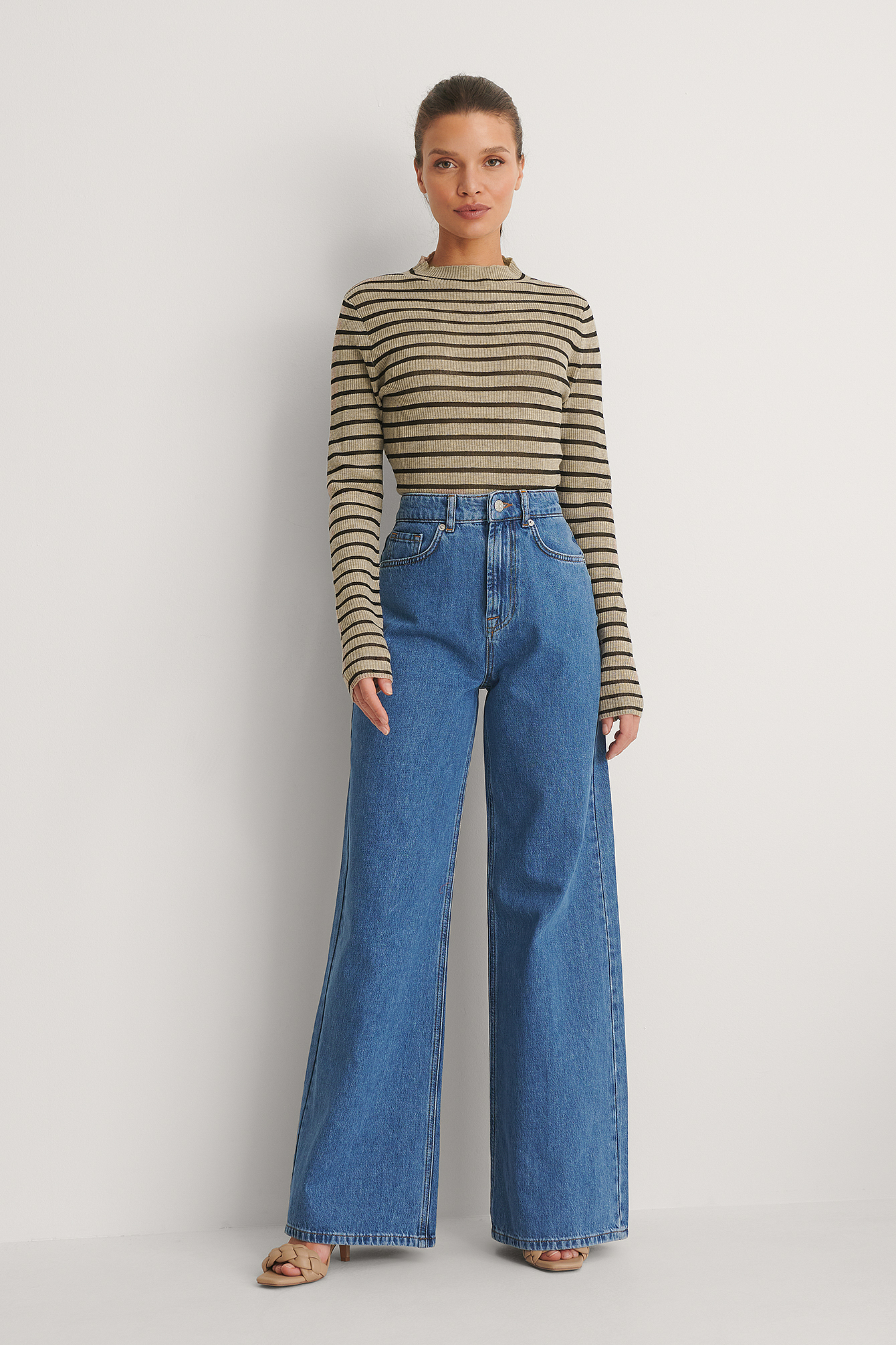 Mid Blue Soft Rigid Wide Jeans