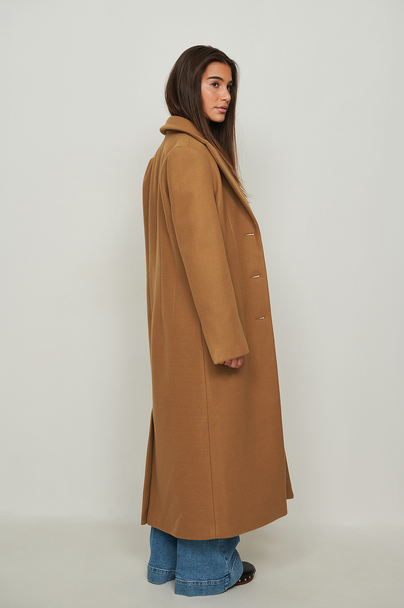 Camel Straight Fitted Coat
