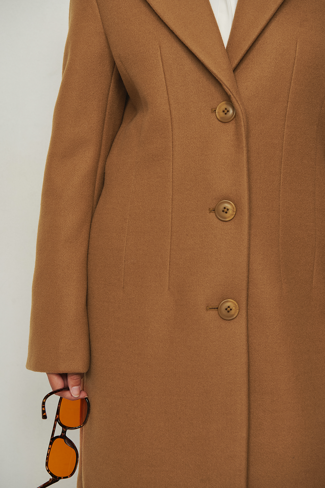 Camel Straight Fitted Coat