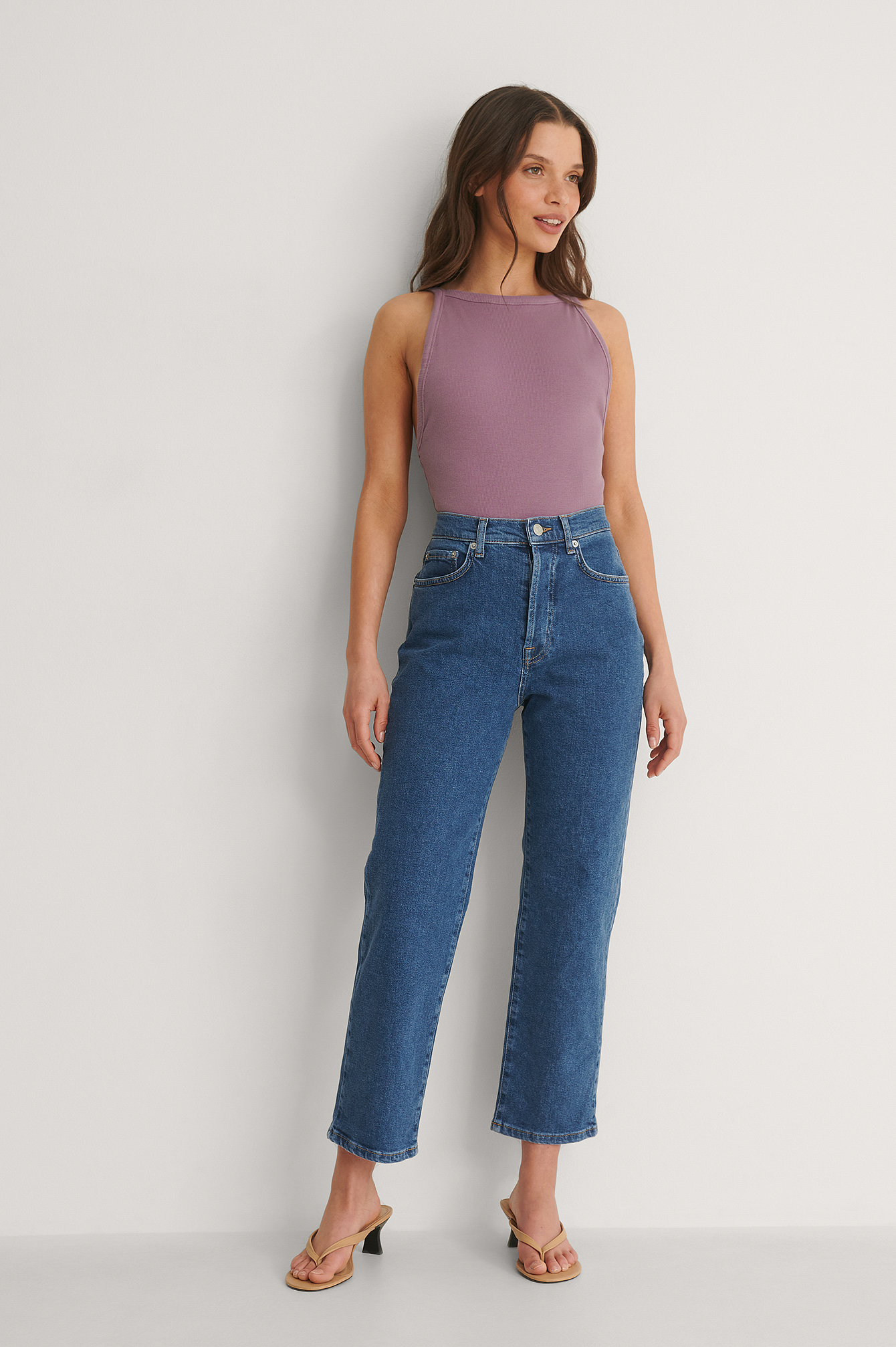 Blue Organic Straight High Waist Jeans Petite