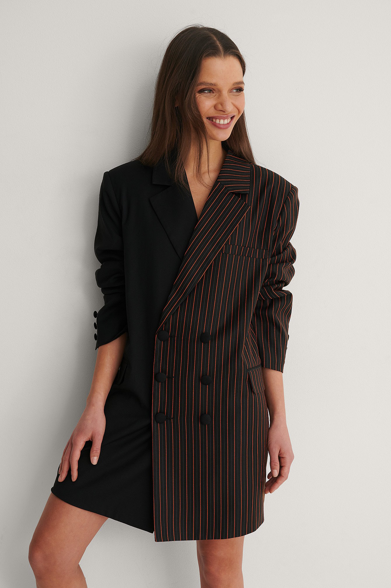 Black Stripe Striped & Solid Coloured Blazer