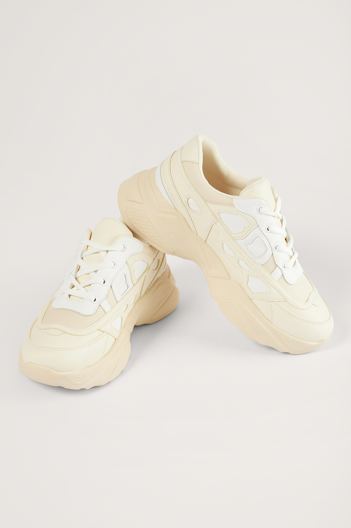 White/Cream Structured Upper Sneakers