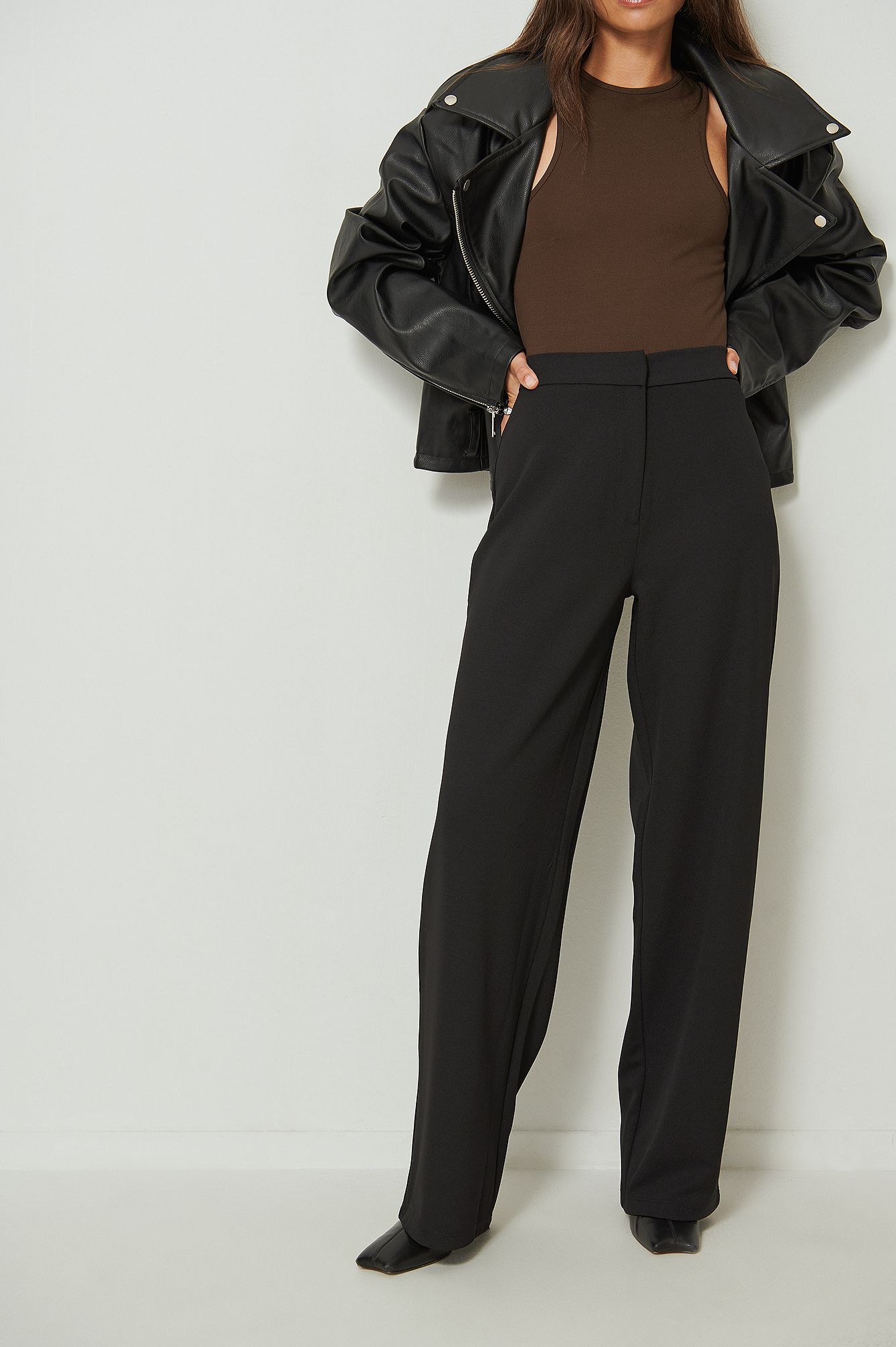 Black Tapered Jersey Suit Pants