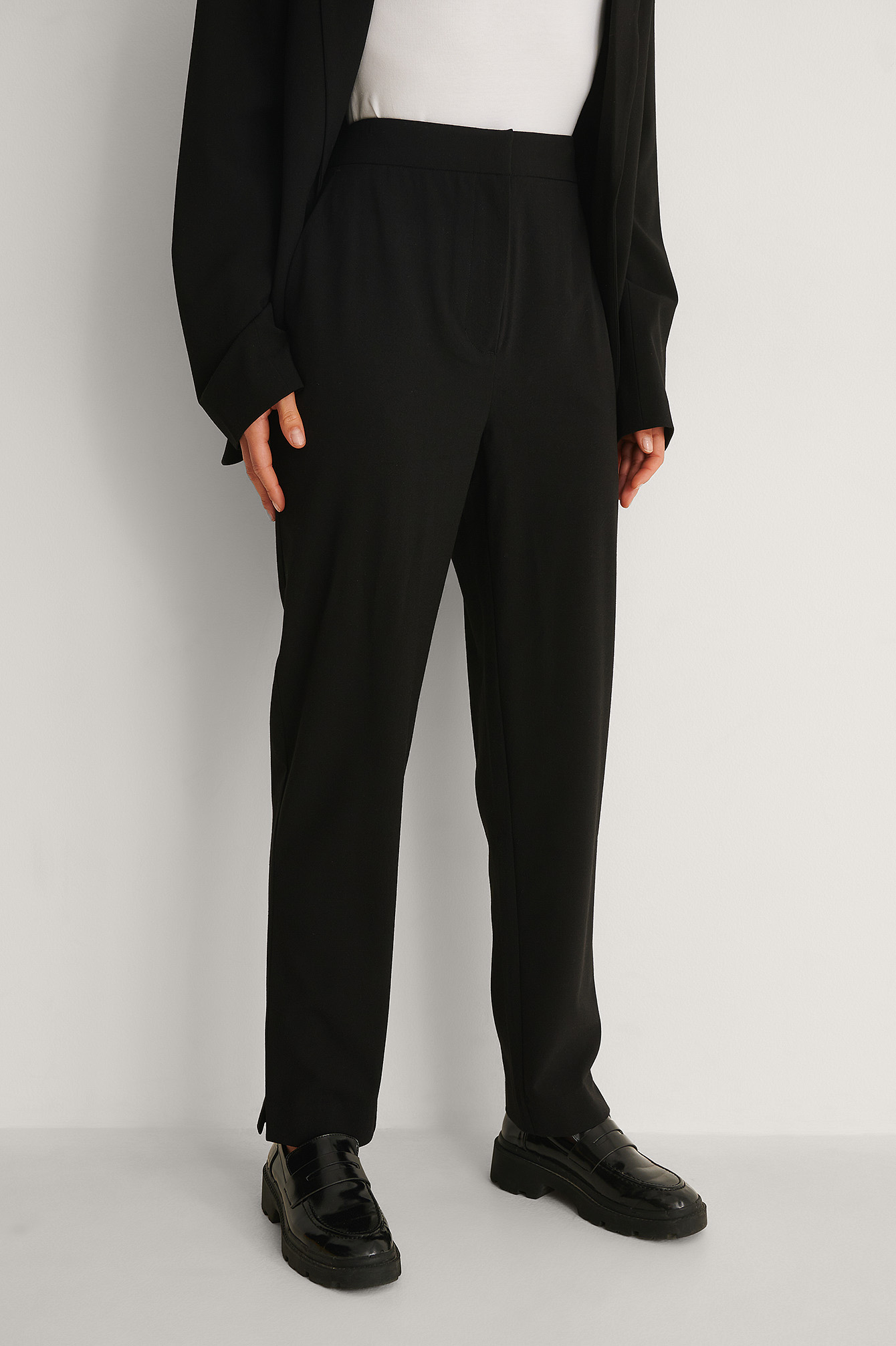 Black Tapered Suit Pants