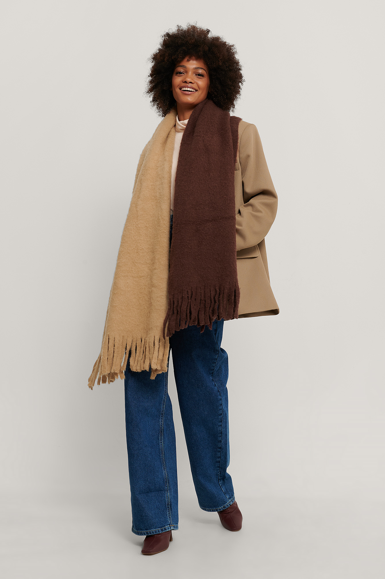 Beige/Brown Two Toned Chunky Scarf