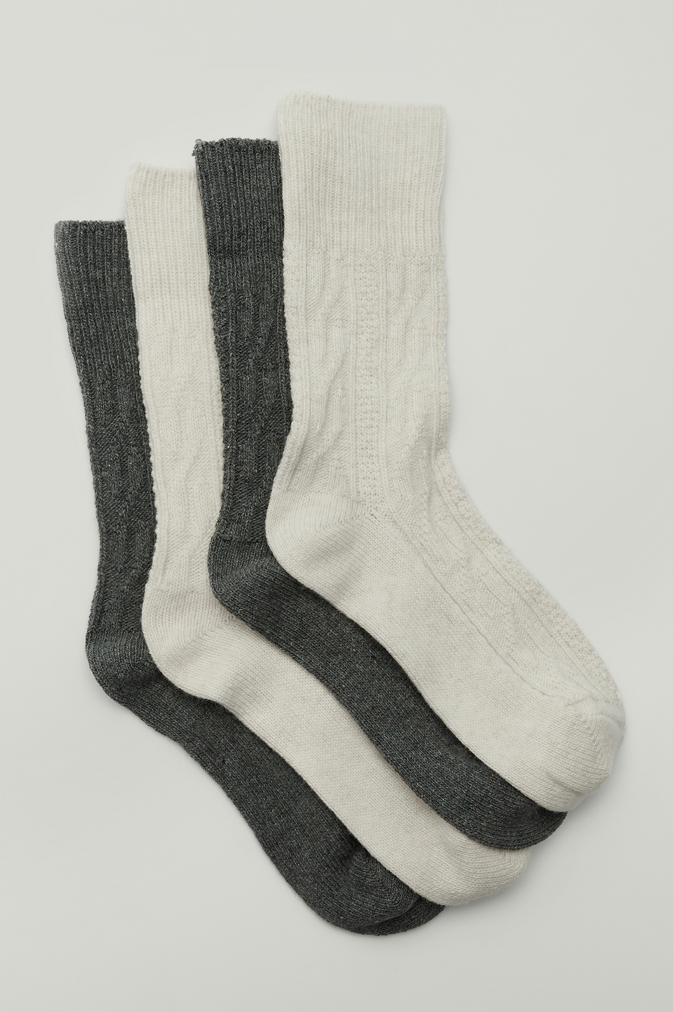 Grey/Offwhite Wool Socks 2-pack