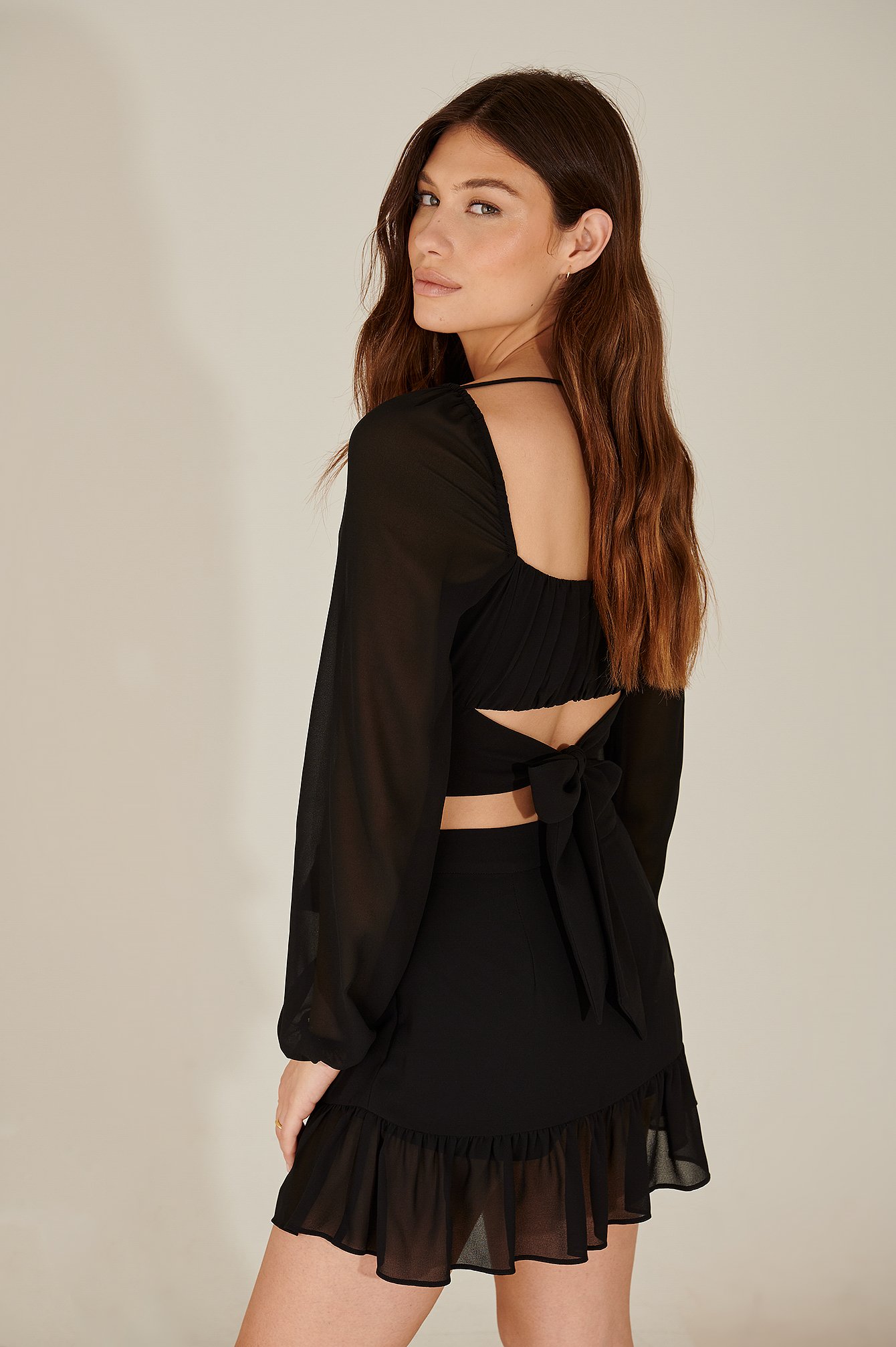 Black Recycled Long Sleeve Ruched Detail Blouse