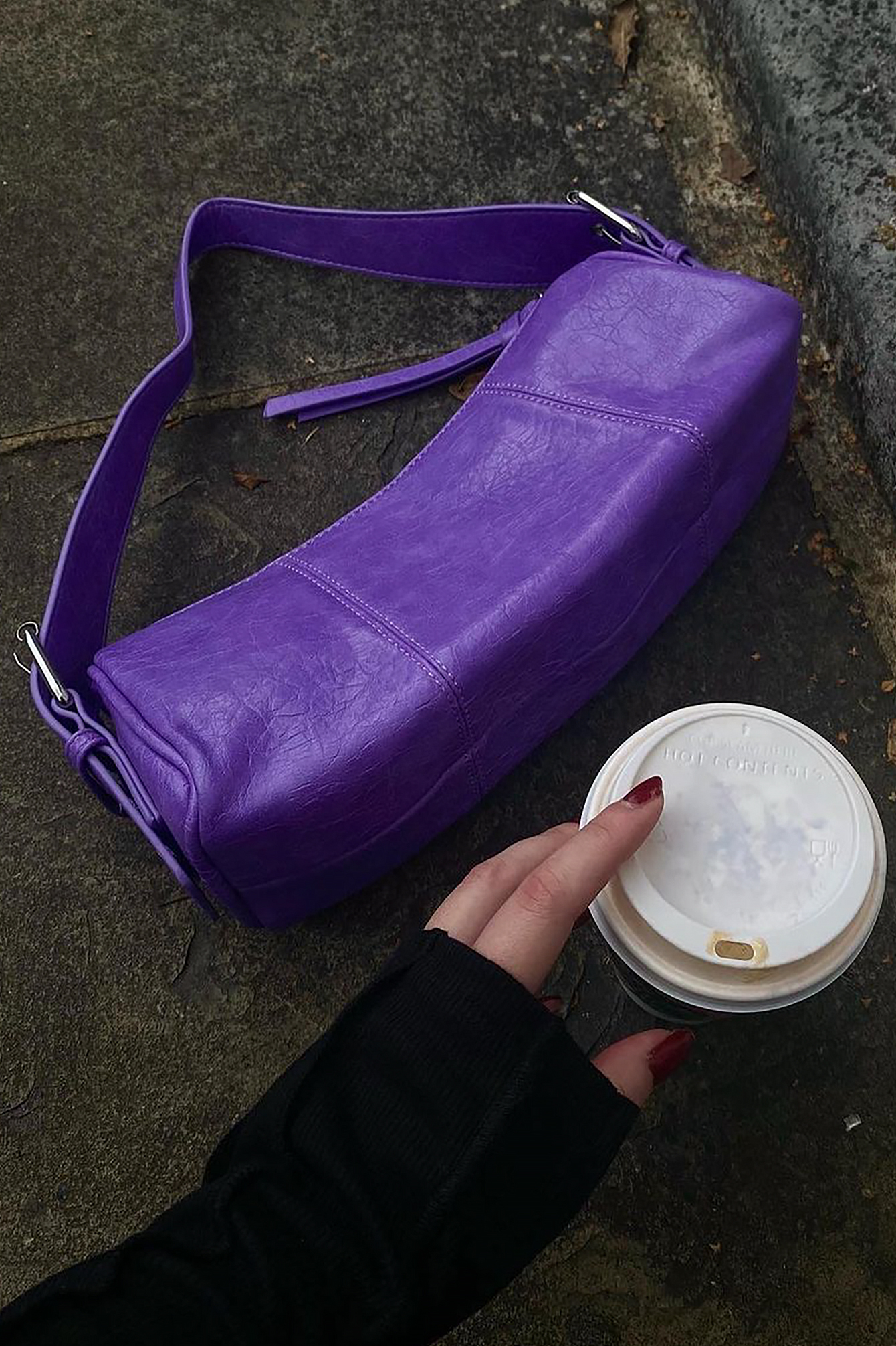 Purple Recycled Buckled Shoulder Bag
