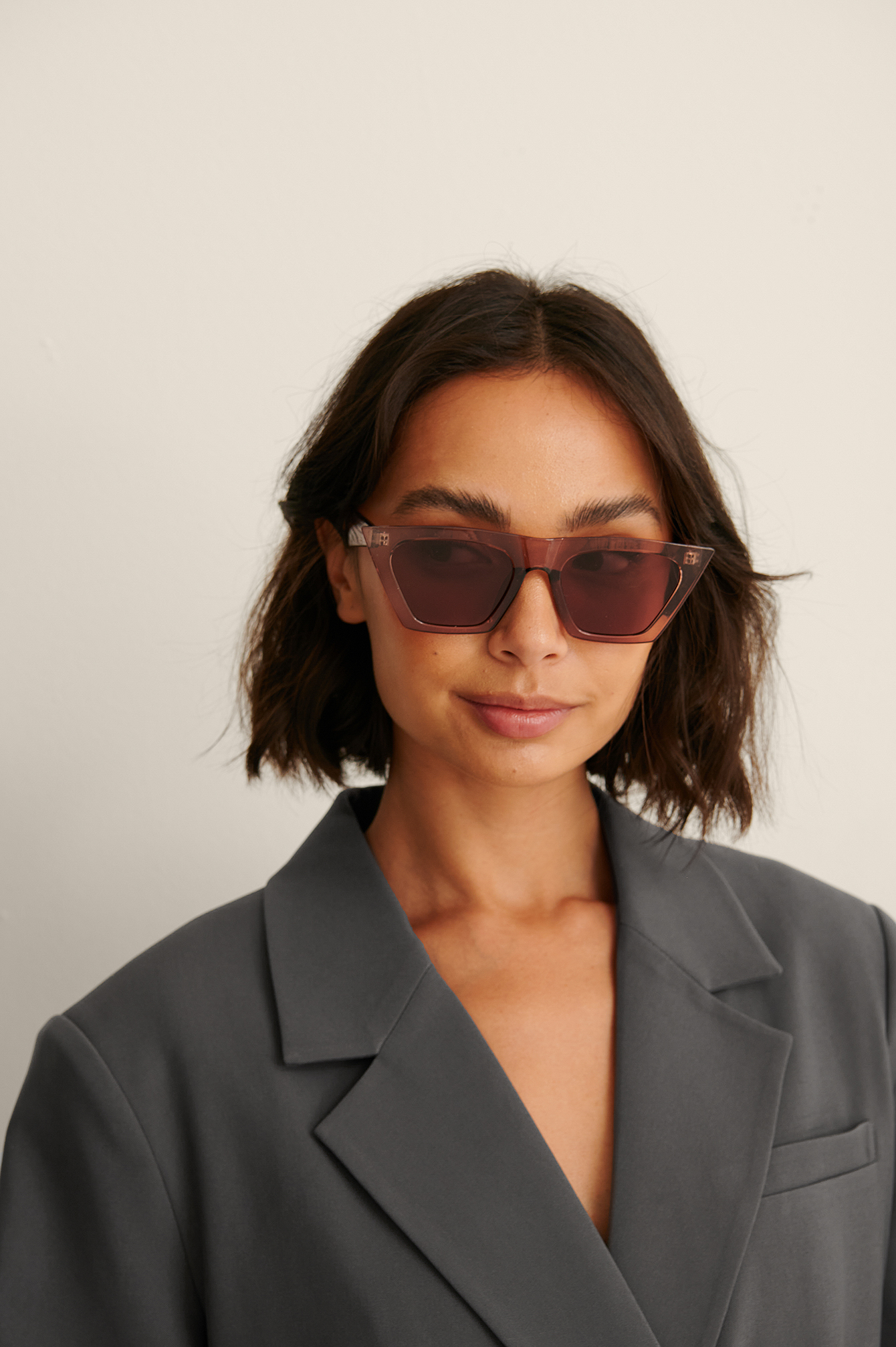 Brown Sharp Square Cateye Sunglasses