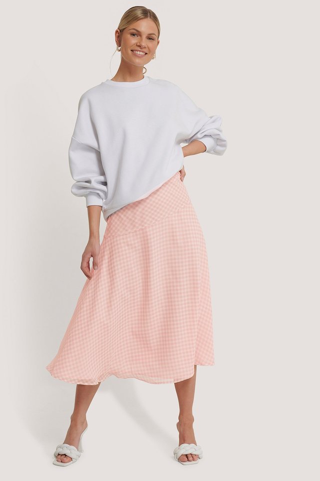 Plaid Sheer Midi Skirt Outfit.
