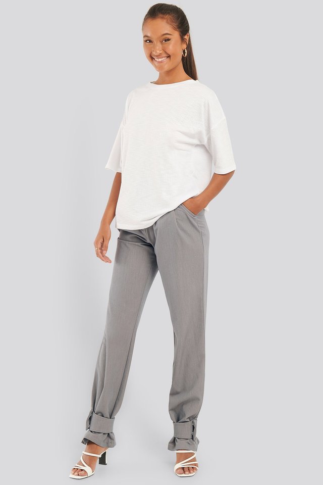 Round Neck Ribbed Oversized Tee Outfit.