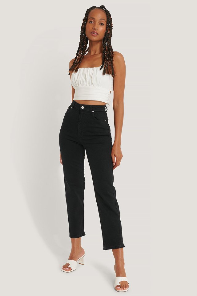 Organic Twisted Seam Detail Jeans Black Outfit.