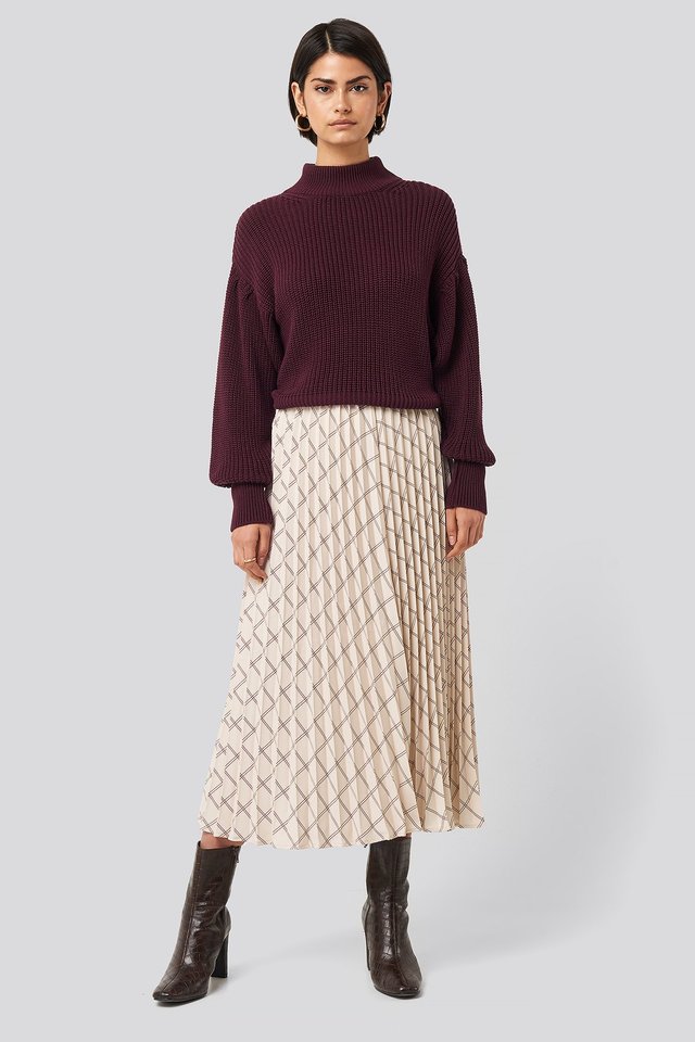 Big Check Pleated Skirt Outfit.