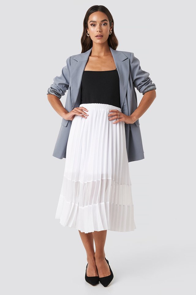Co-ord Pleated Panel Midi Skirt Outfit.