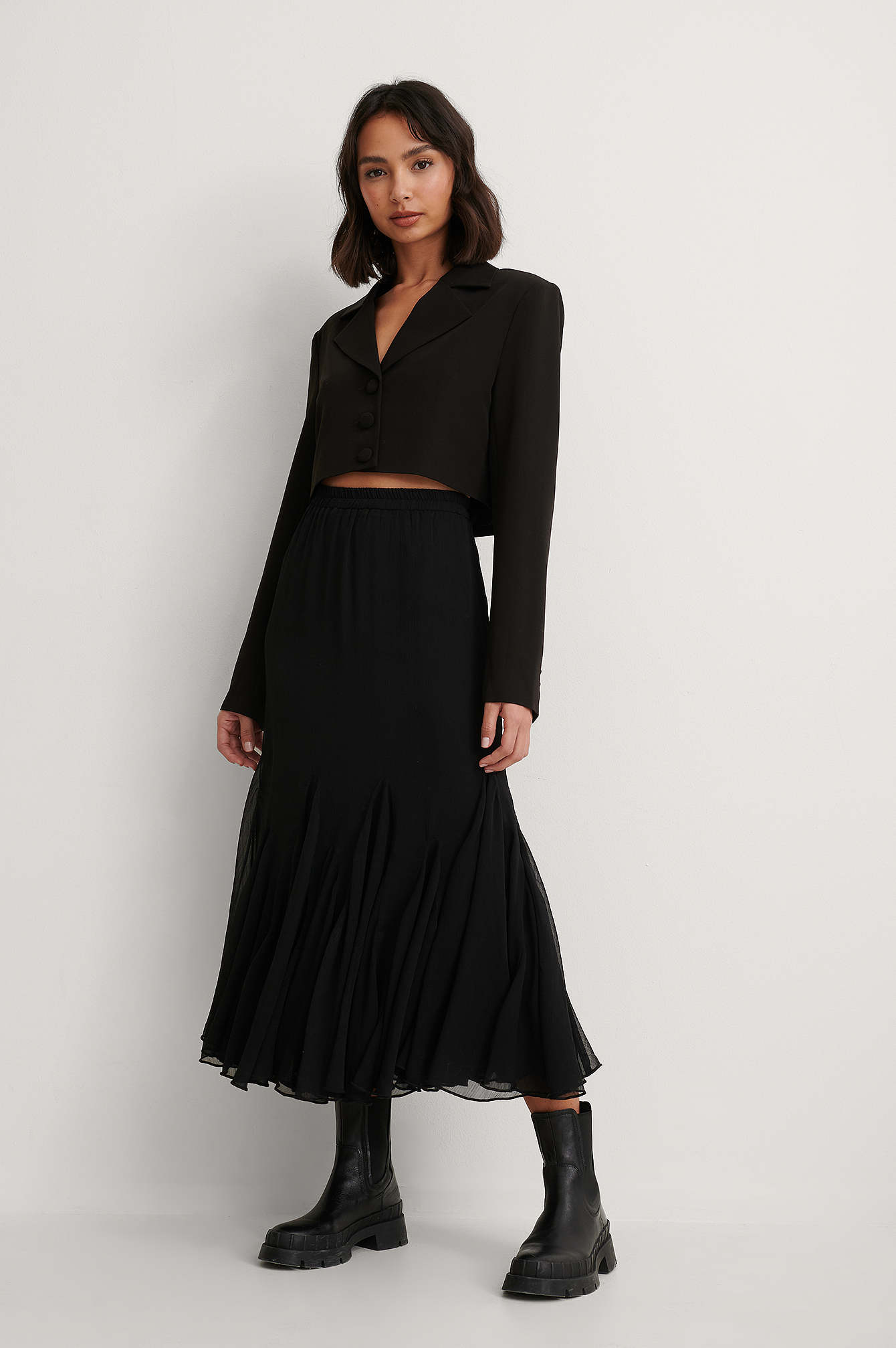 Black Flowy Midi Skirt