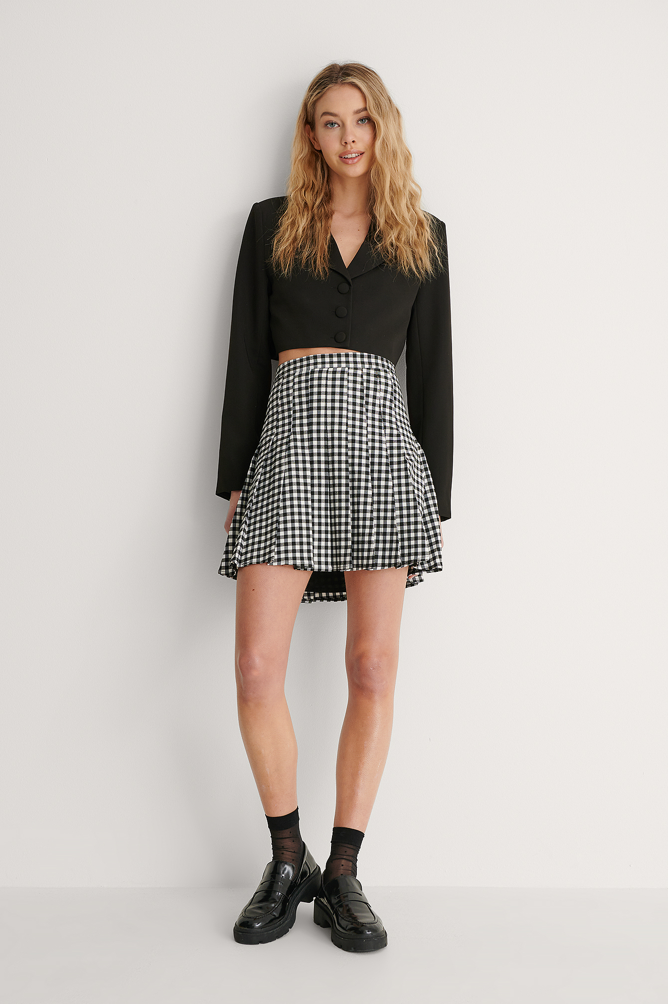 Pleated Check Mini Skirt outfit!