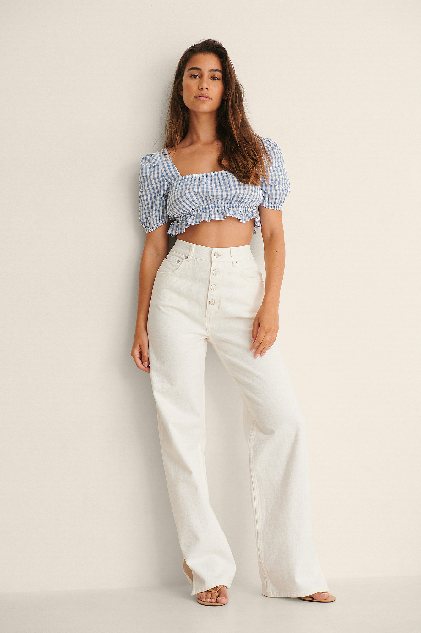 Blue/White Gingham Cropped Top