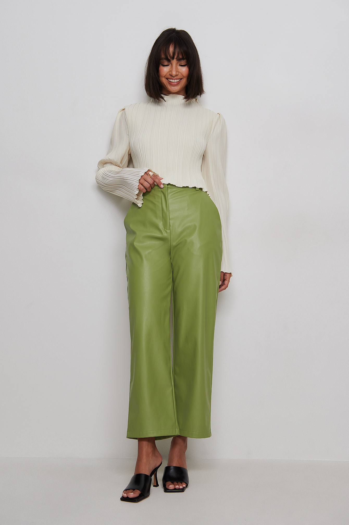 PU Cropped Pants Outfit.