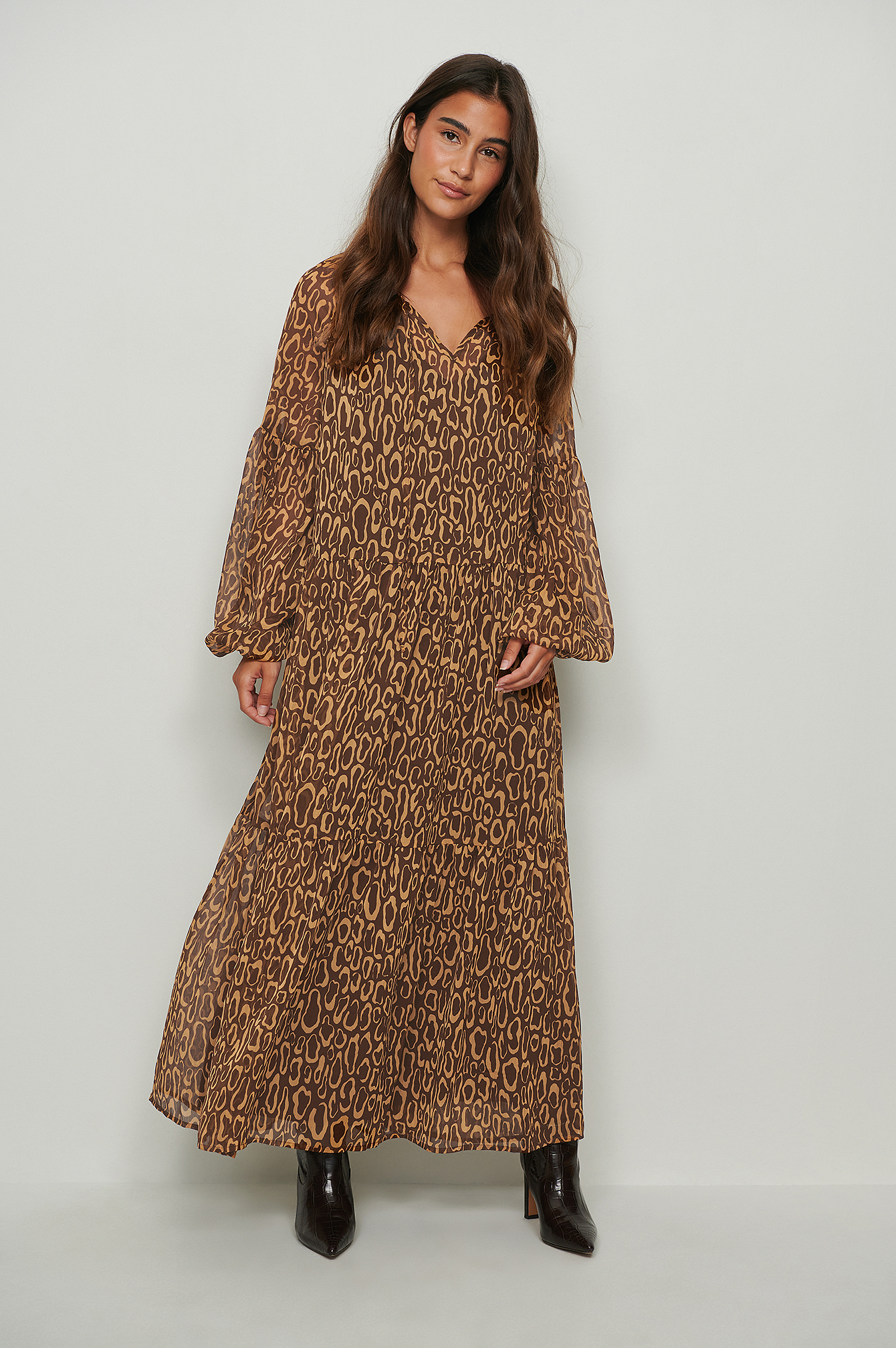 Leopard Print Recycled Maxi Sheer Dress