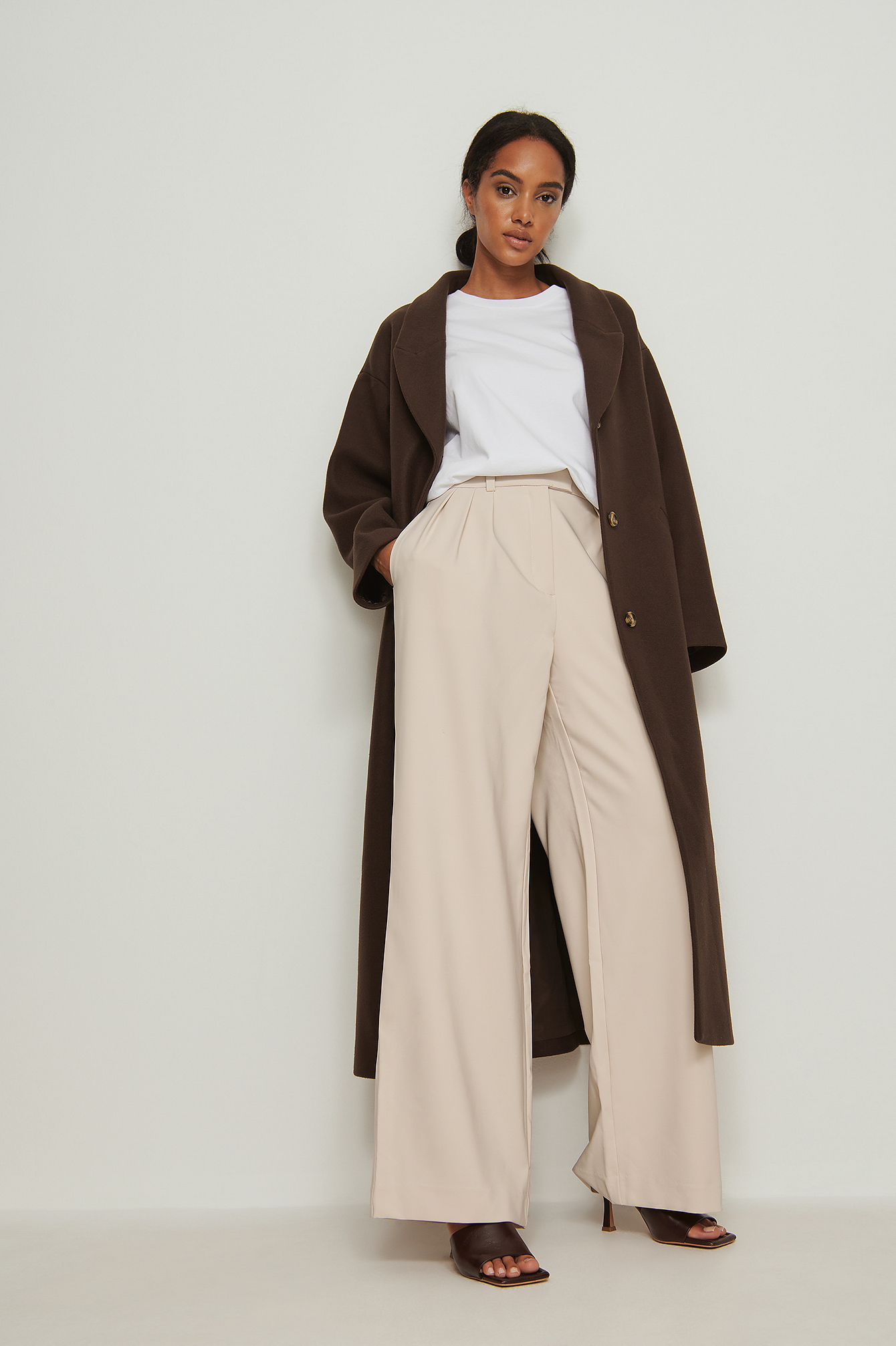 Pleated Wide Leg Suit Pants Outfit