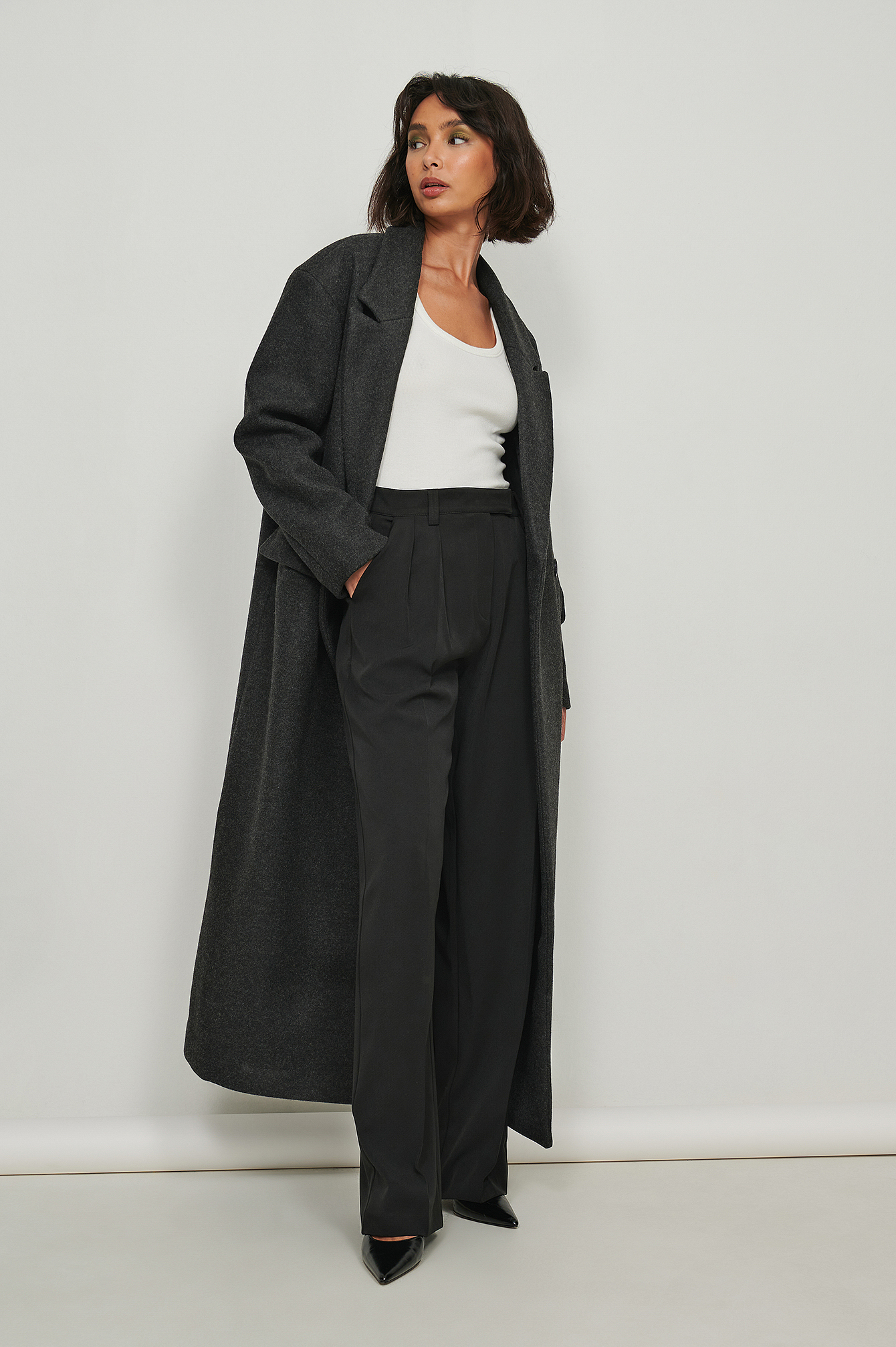 Recycled Tapered Double Darted Suit Pants Outfit