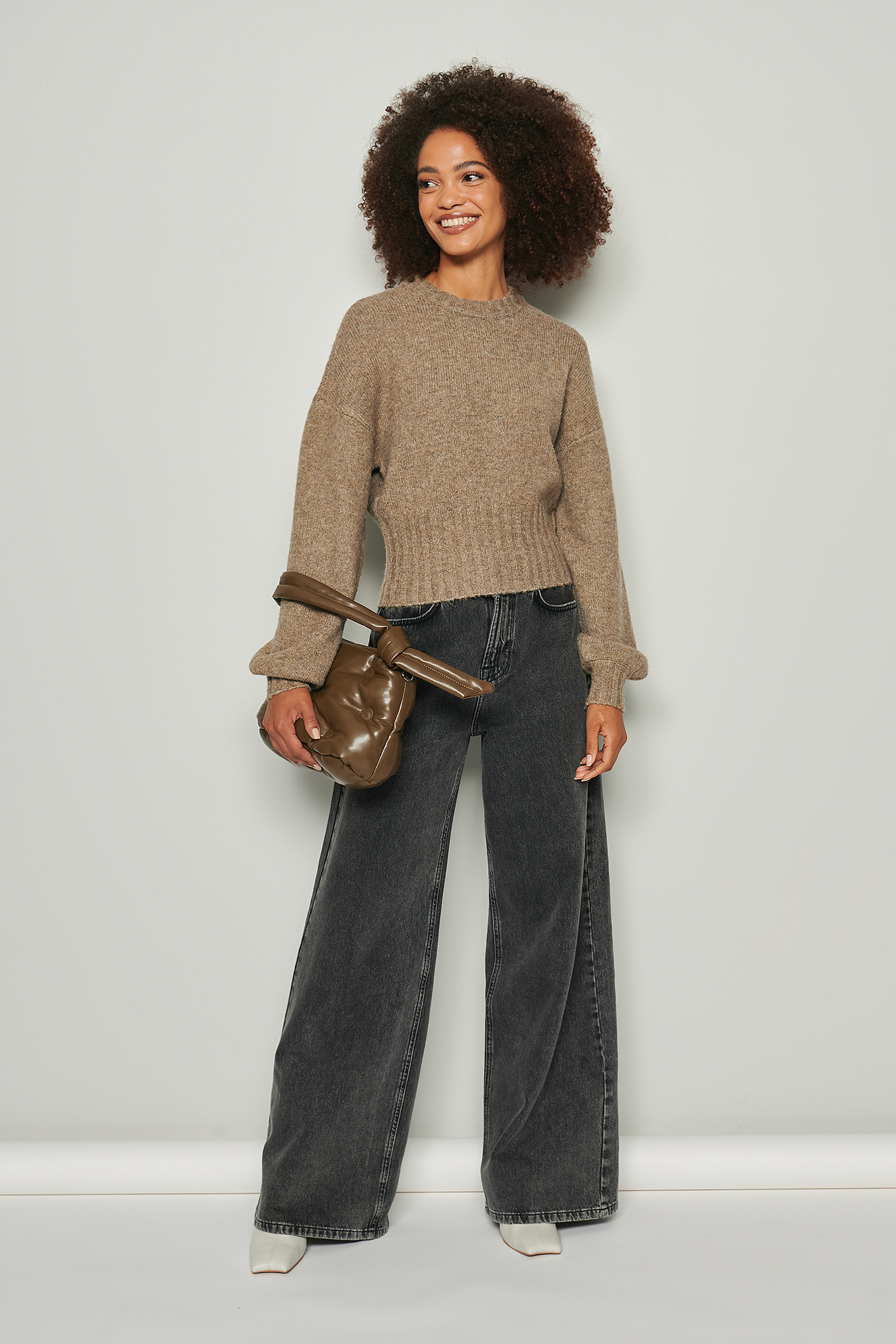 Wide Rib Knitted Sweater Outfit.