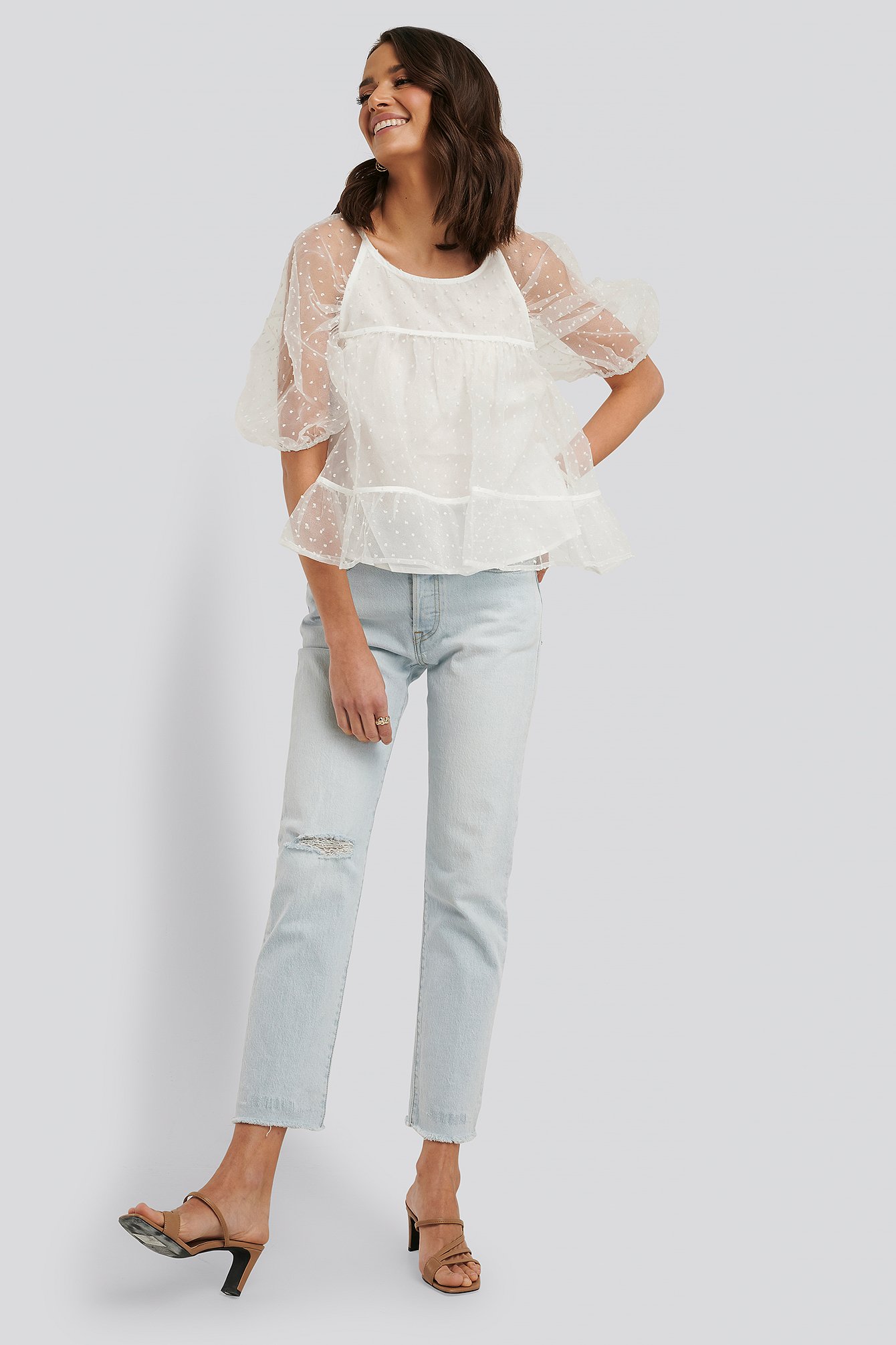 Dobby Organza Blouse Outfit