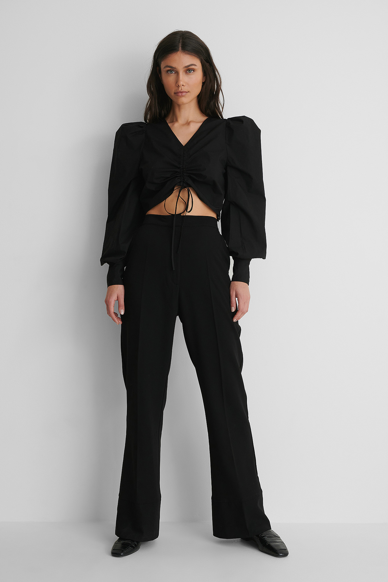 Cotton Drawstring Top with Suit Pants.