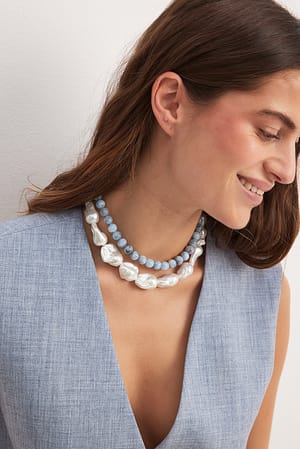 Blue 2-Pack Big Pearl Necklace
