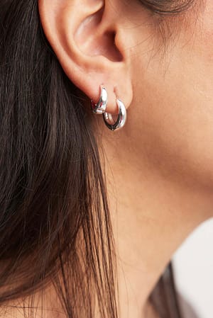 Silver 2-Pack Silver Plated Basic Chubby Hoops