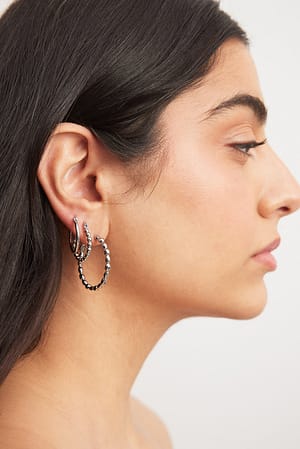 Silver 3-pack Mixed Hoops Earrings