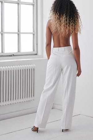 White Pleat Detail Suit Pants