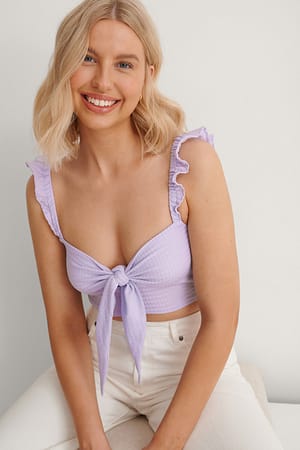 Lilac Flounce Detail Cup Top