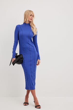 Blue Babylock Detailed Midi Dress