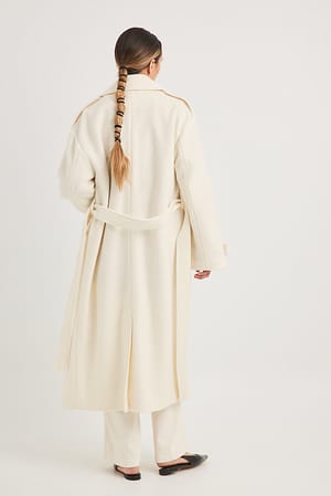 Offwhite Belted Structured Coat
